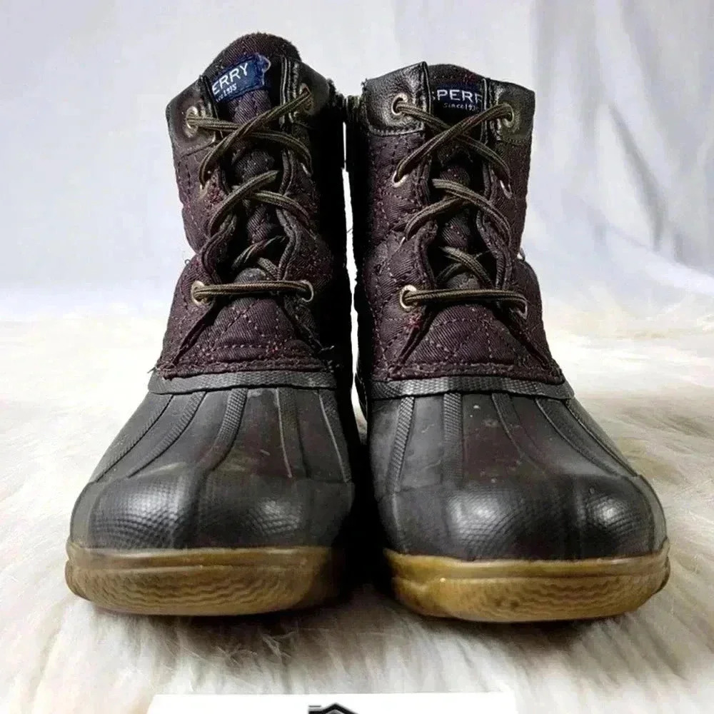 Rare Sperry Saltwater Burgundy & Brown Duck Boots - 6 - Picture 7 of 9